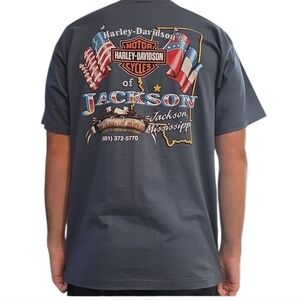 Harley Davidson T Shirt Vintage 90's Trail Of Honor Vetrans Jackson MS Size Lrg